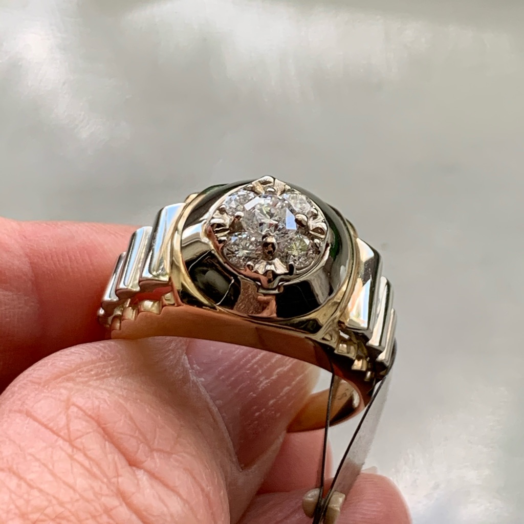 New 14ktt Mens Rolex Style Diamond Ring